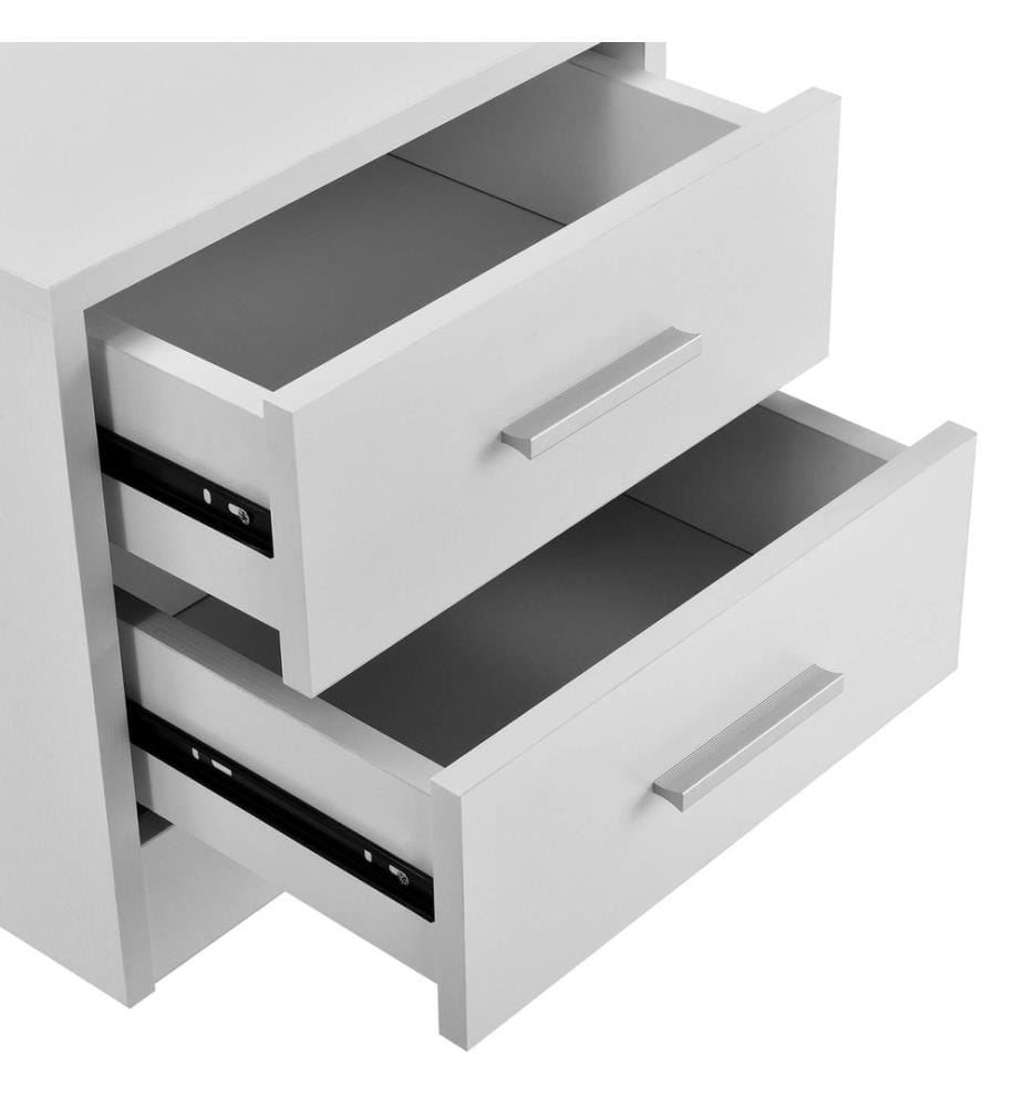 Table de nuit Jette 38x37x34 cm 2 tiroirs Blanc