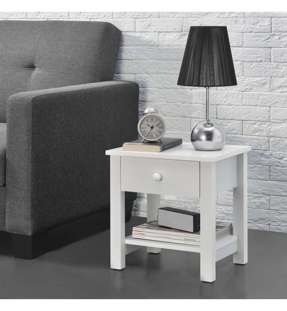 Table de nuit 40 x 29.7 x 41.5 cm Blanc