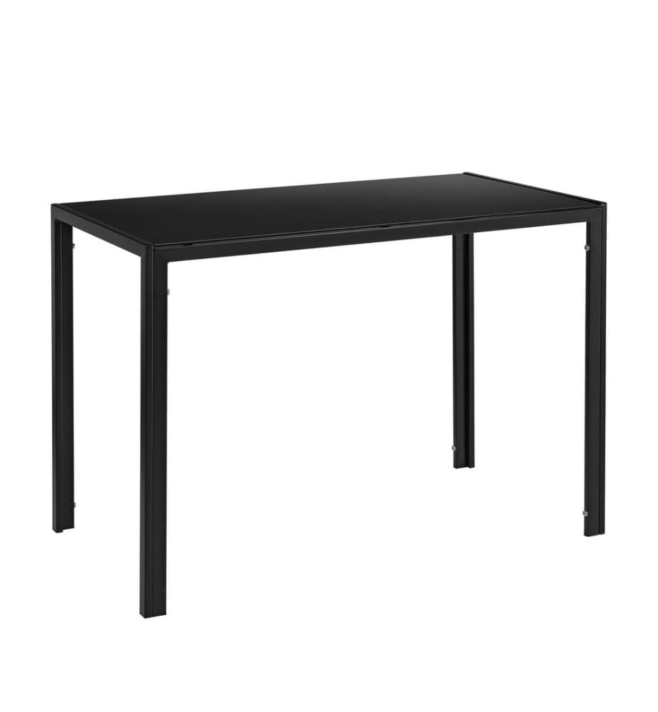 Dining table with 4 chairs Stathelle 105x60x75 cm black glass top