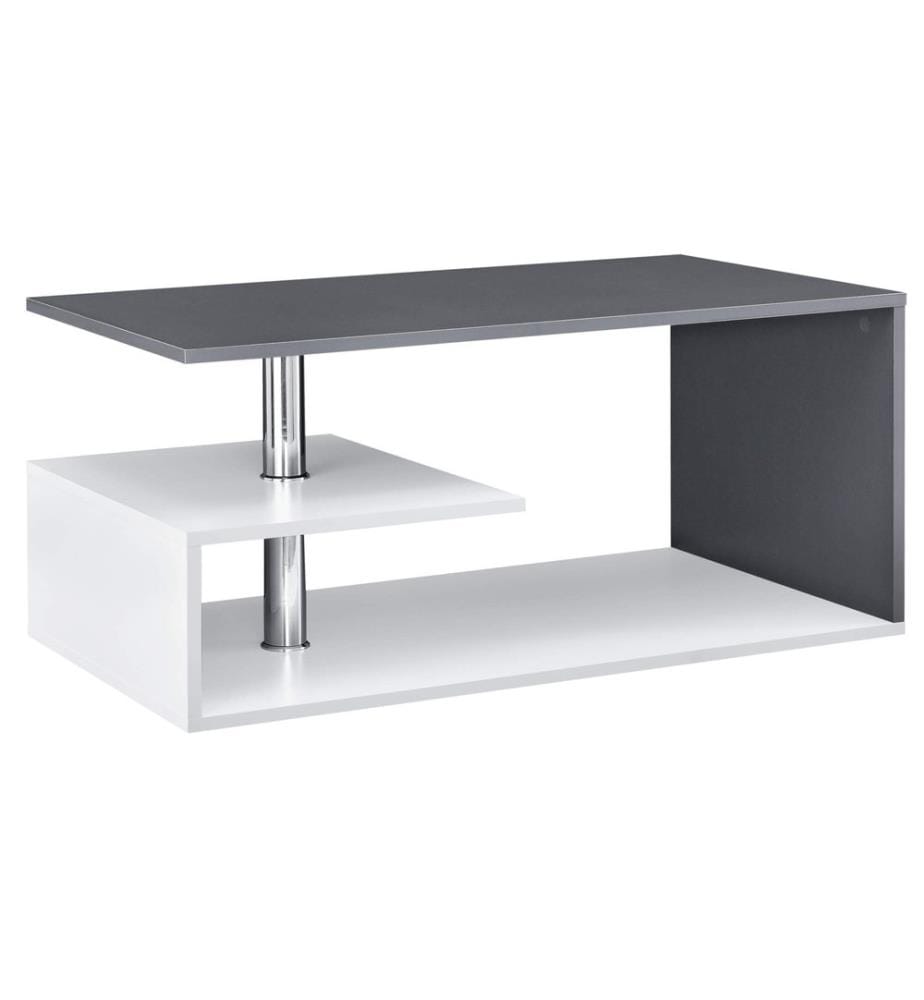 Table basse Harleem 90x50 cm avec étagère Blanc Gris