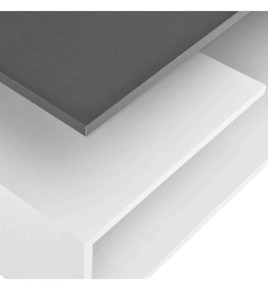 Table basse Harleem 90x50 cm avec étagère Blanc Gris