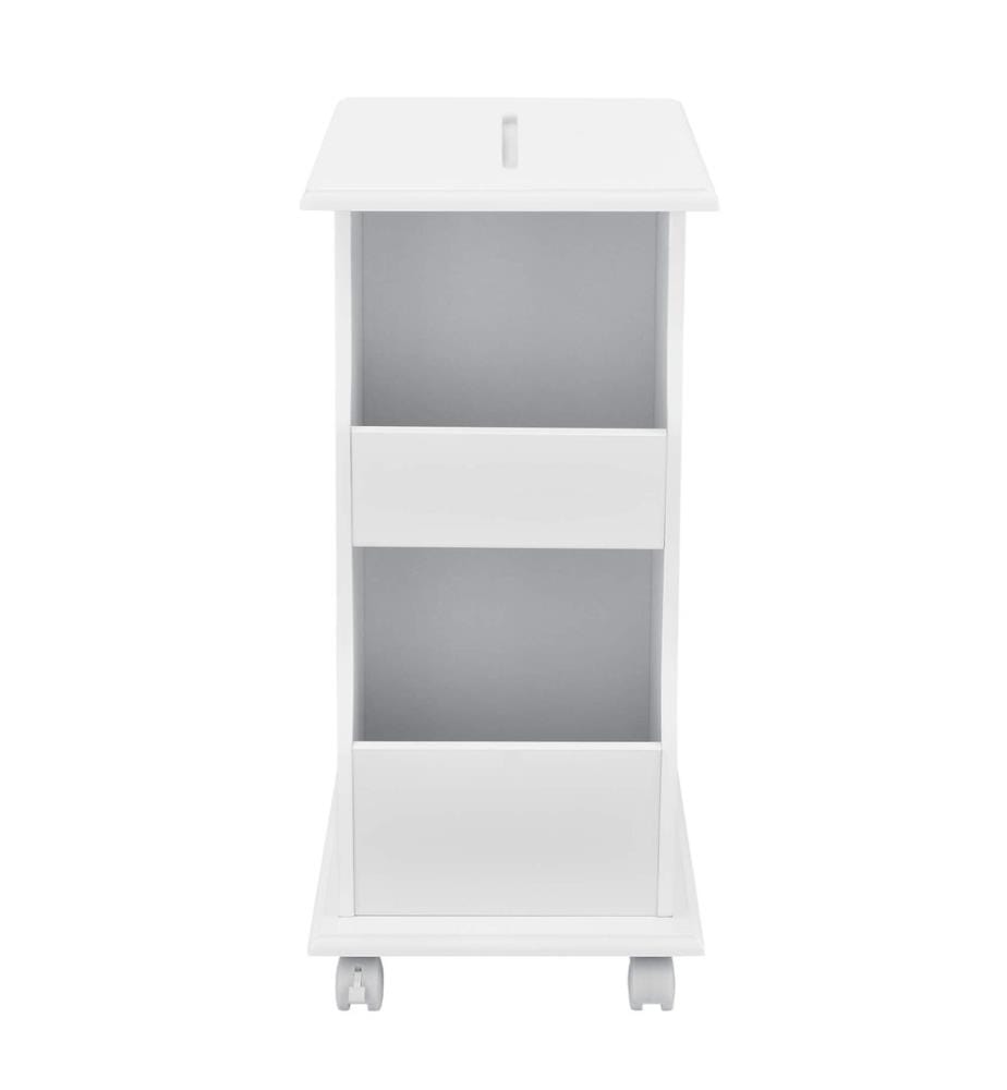 Table d'appoint Kungälv 53x30x63 cm Roulettes et compartiments de rangement Blanc
