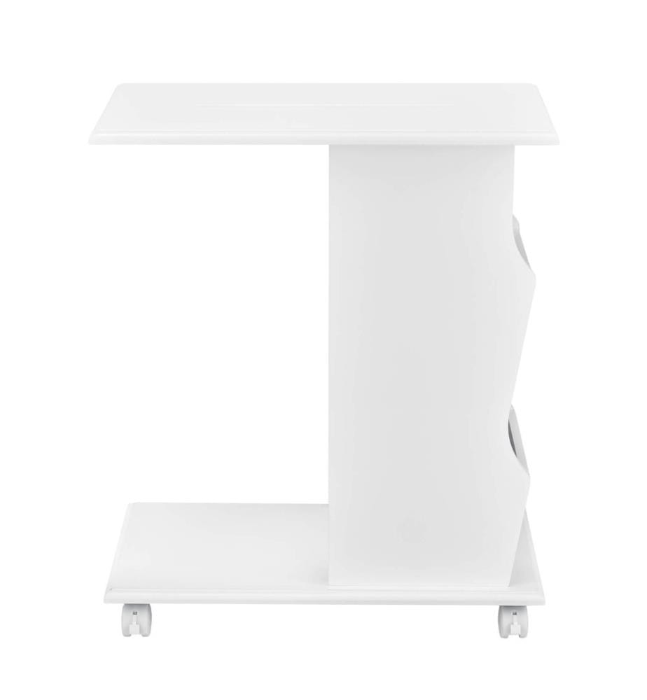 Table d'appoint Kungälv 53x30x63 cm Roulettes et compartiments de rangement Blanc