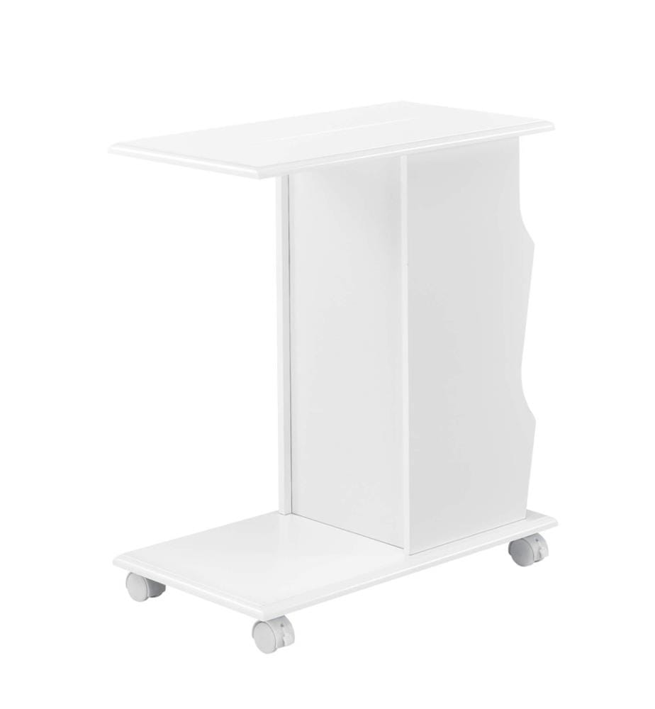 Table d'appoint Kungälv 53x30x63 cm Roulettes et compartiments de rangement Blanc