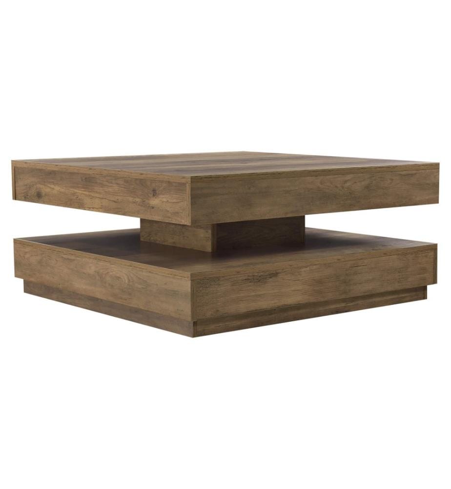 Couchtisch Florenz 76x76x38 cm Drehbar mit Ablage Holzfarben