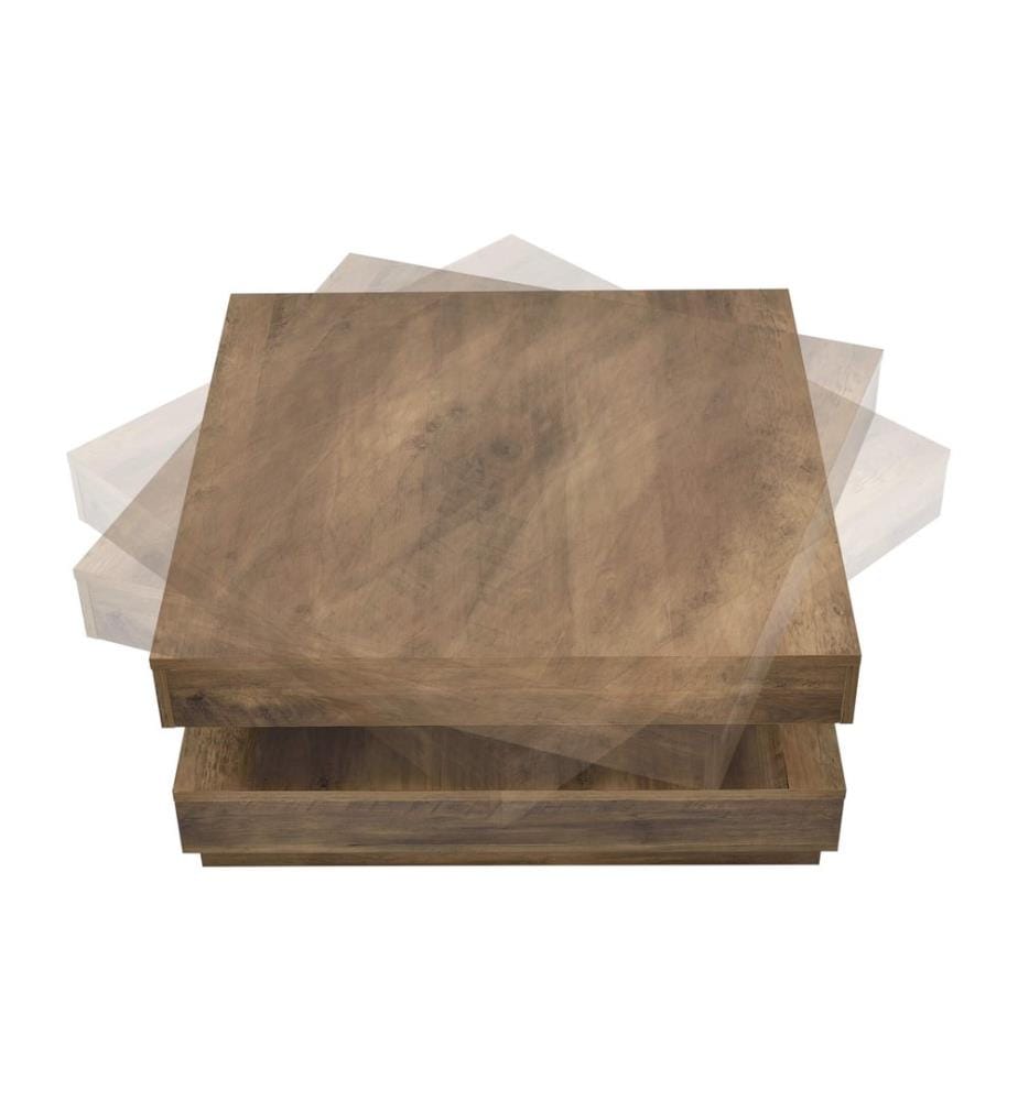 Couchtisch Florenz 76x76x38 cm Drehbar mit Ablage Holzfarben