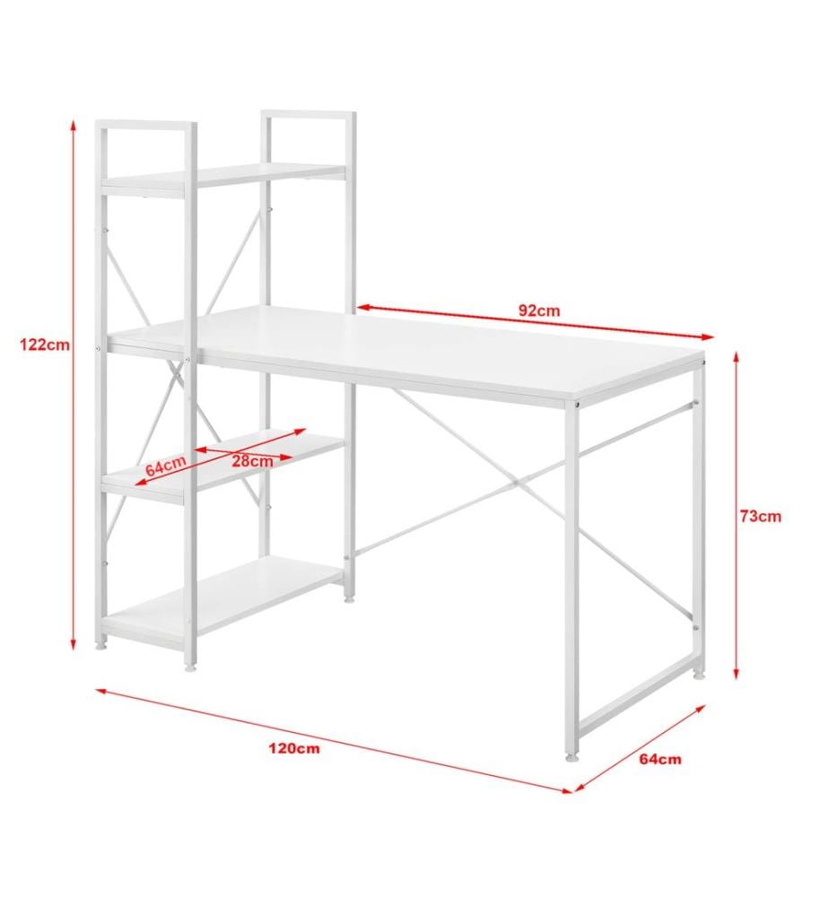 Bureau Stavanger 122x120x64 cm avec étagère 4 surfaces métal