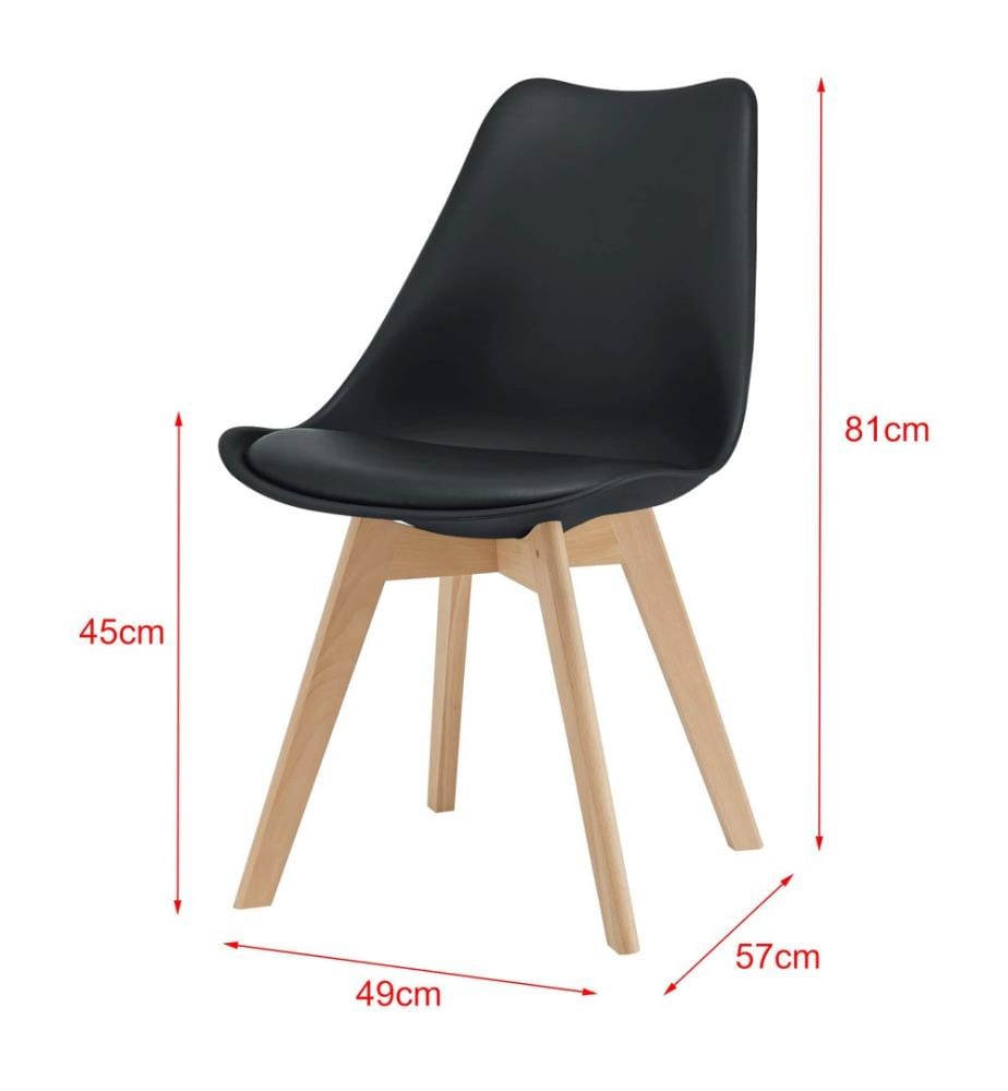 Sedia da pranzo Fläten Set di 2 81x49 cm Finta pelle nera PU