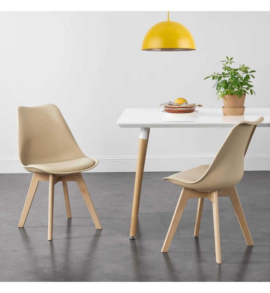 Esszi mmerstuhl Fläten 2er Set 81x49 cm Beige PU-Kunstleder