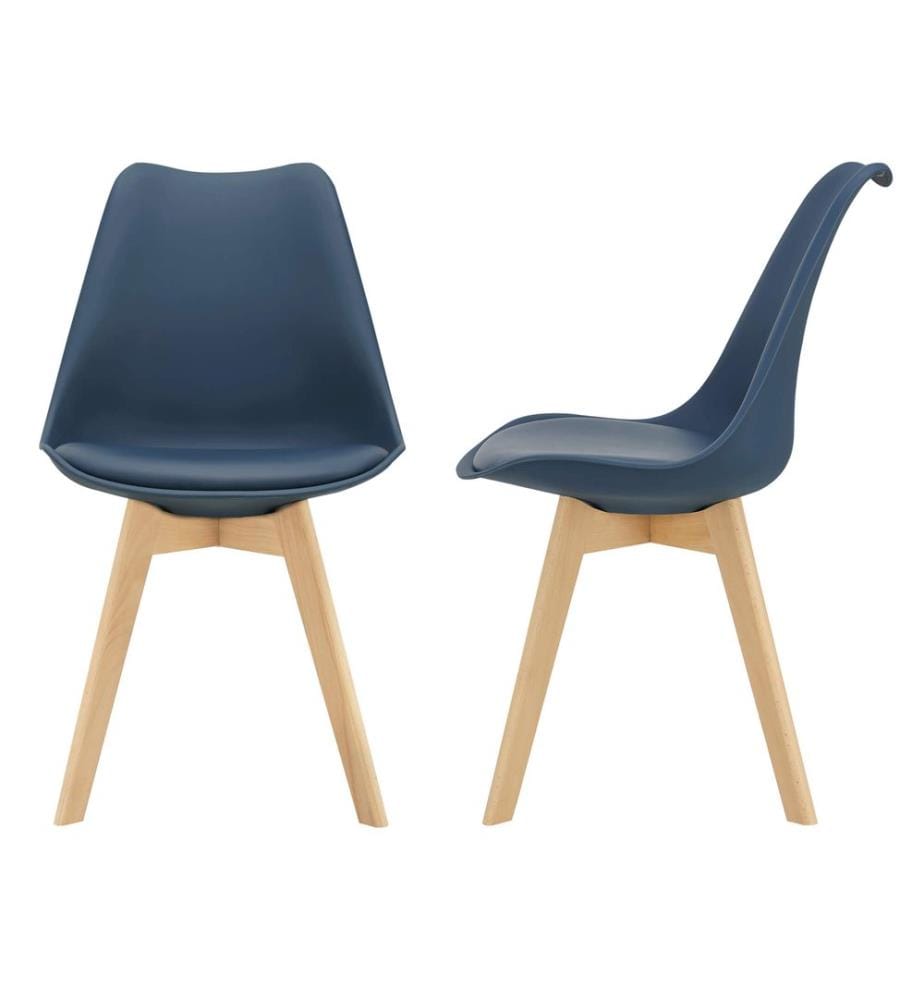 Esszi mmerstuhl Fläten 2er Set 81x49 cm Blau PU-Kunstleder