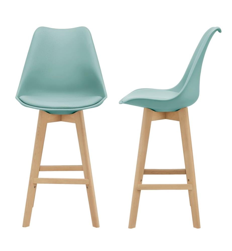 Set of 2 bar stools Bar stool Lublin with backrest Beech frame Mint