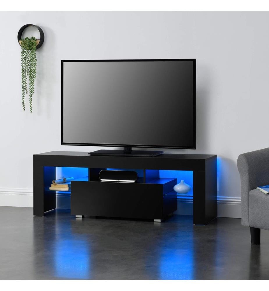 LED Fernsehtisch Grimsey 130x40x38 cm mit Schublade