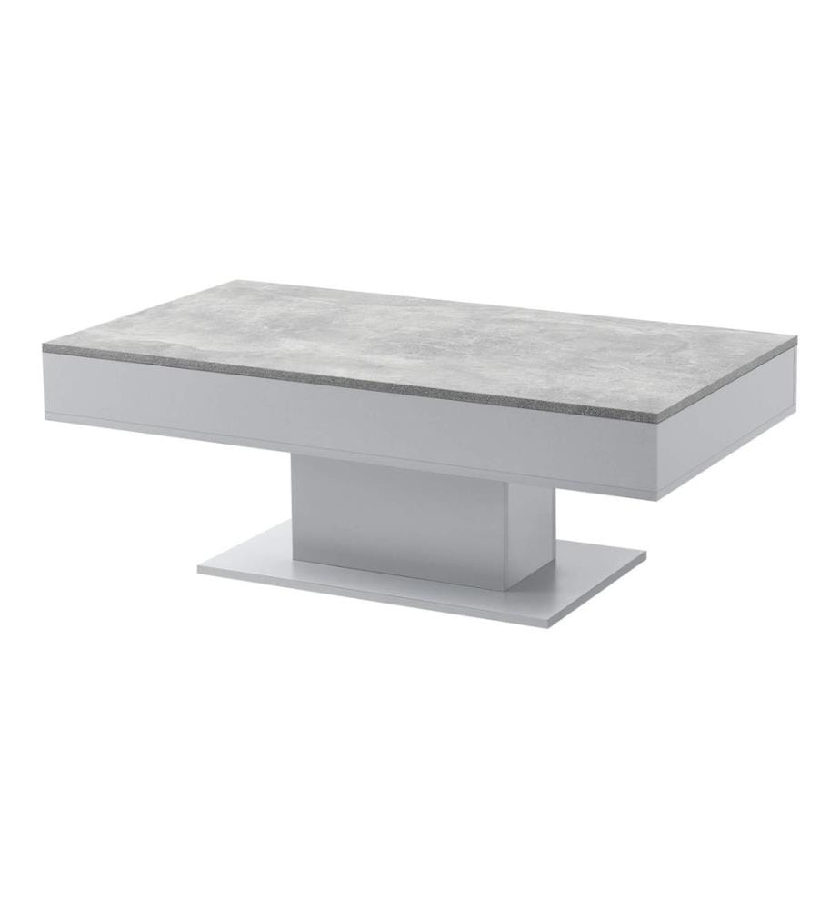 Table basse Lünen avec 2 compartiments de rangement imitation béton gris clair