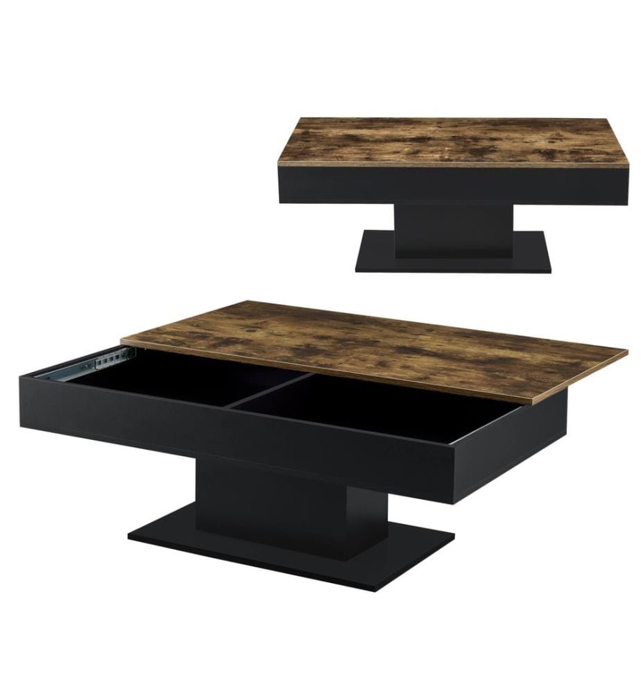 Table basse Lünen 40x110x60 cm Fonction coffre Couleurs bois Noir
