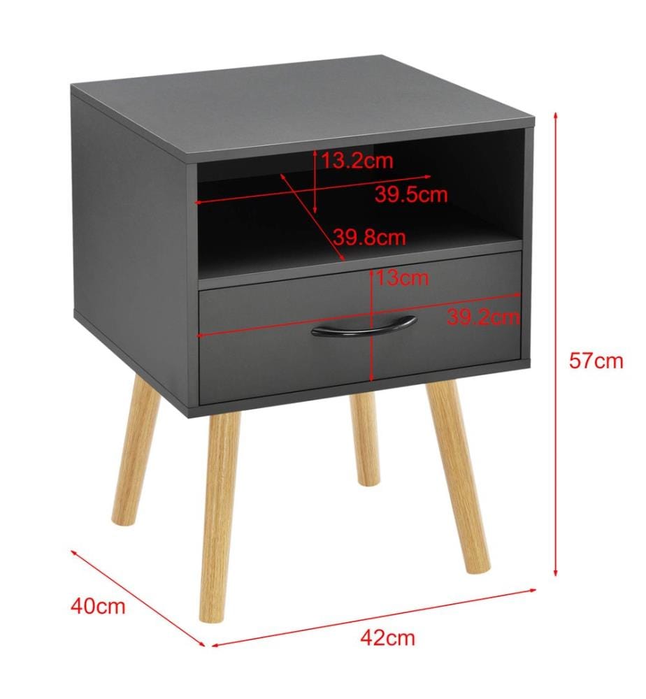 Table de chevet Table d'appoint Gävle 57 x 42 x 40 cm Gris foncé