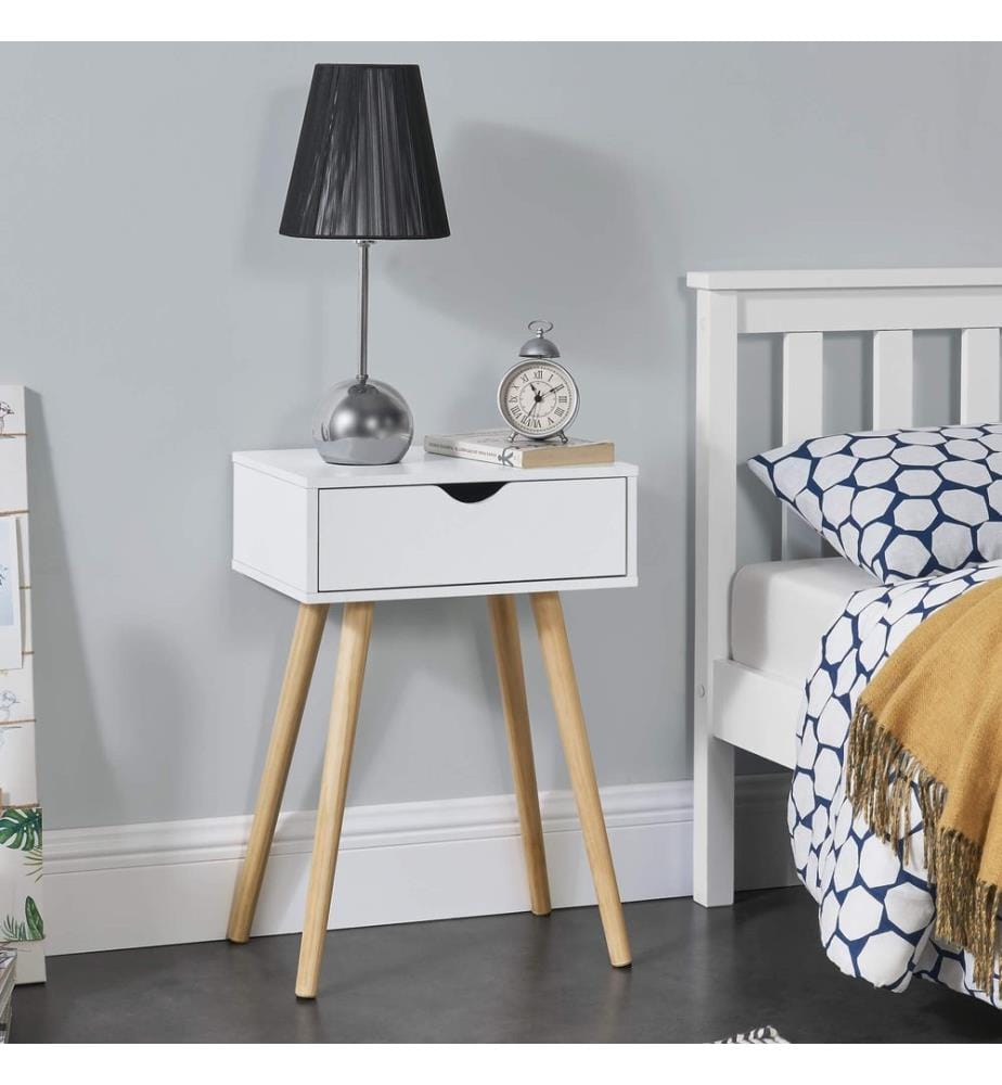 Table d'appoint Östersund 60x40x30 cm avec tiroir Blanc