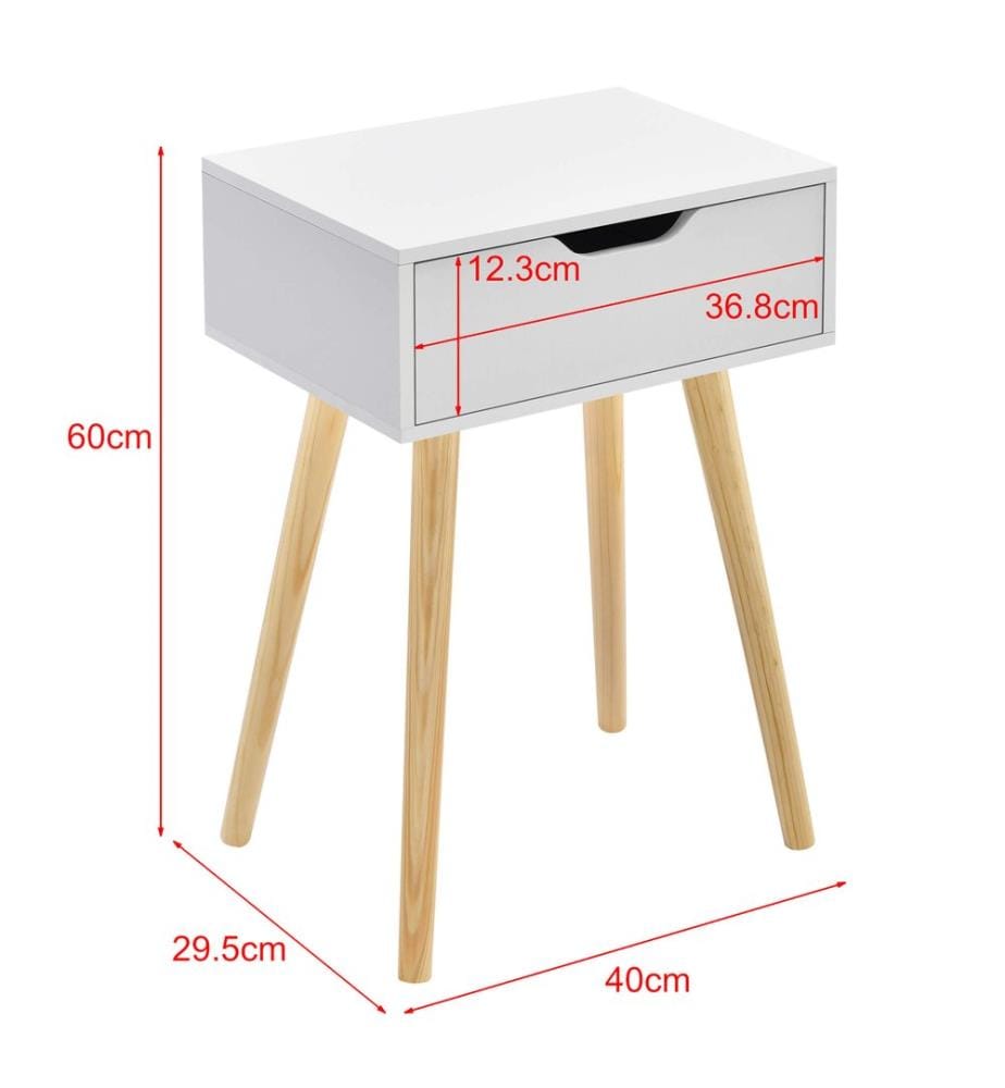 Table d'appoint Östersund 60x40x30 cm avec tiroir Blanc
