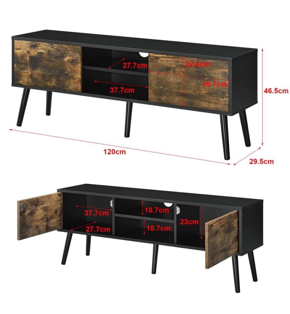 Fernsehtisch Eskilstuna 120 x 29.5 x 46.5 cm mit 2 Schranktüren