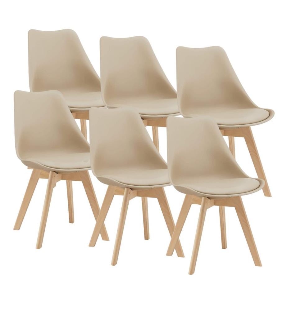 Esszi mmerstuhl Dubrovnik 6er Set 81x49 cm Beige PU-Kunstleder