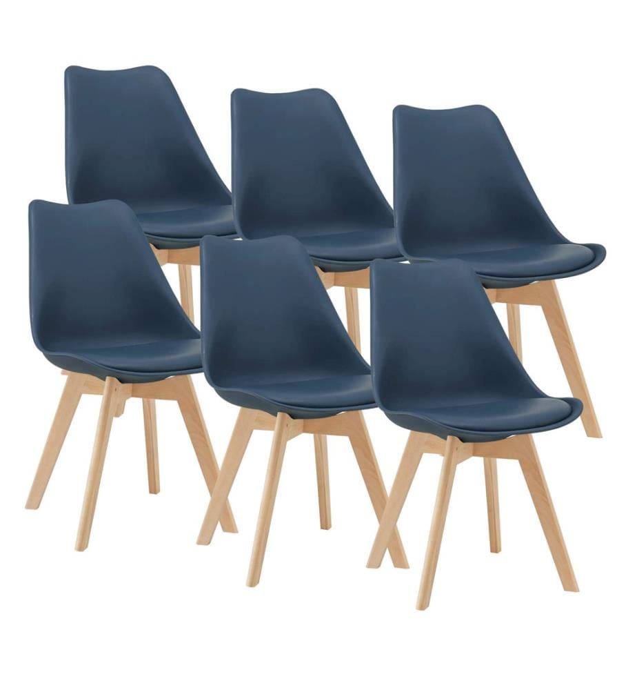 Esszi mmerstuhl Dubrovnik 6er Set 81x49 cm Blau PU-Kunstleder
