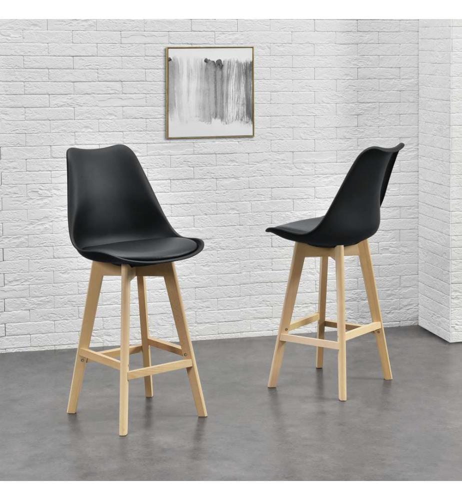 6er-Set Barhocker Barstuhl mit Rückenlehne Lublin Schwarz
