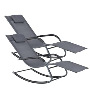Bain de soleil Caracena (set de 2) 147x63x89 cm Chaise longue à bascule Gris foncé