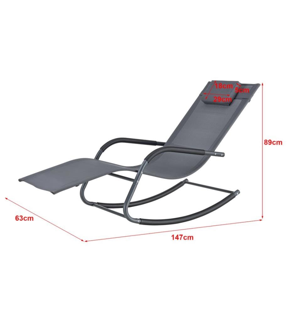 Bain de soleil Caracena (set de 2) 147x63x89 cm Chaise longue à bascule Gris foncé