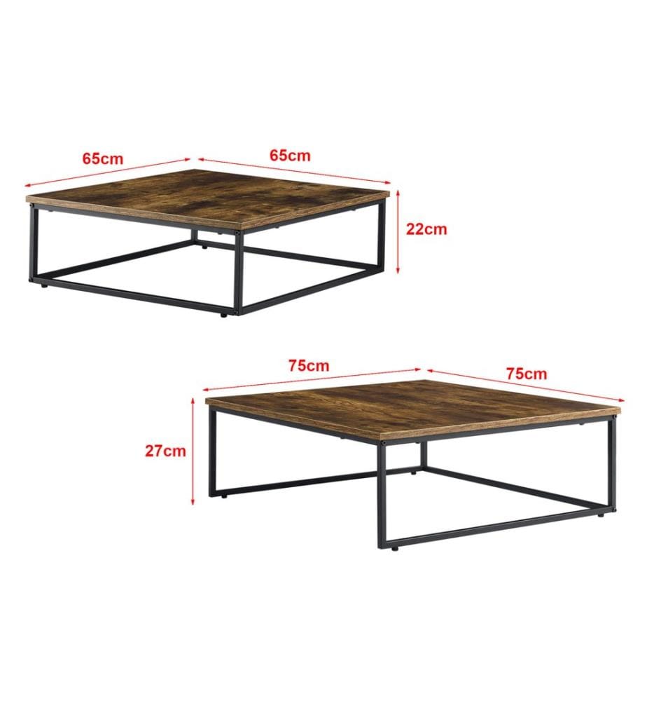 Couchtisch-Set Haninge 2er Set rund Dunkler Holzton