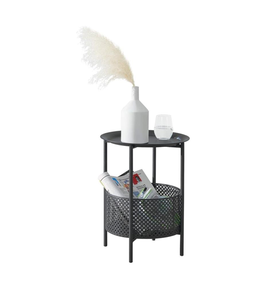 Table d'appoint Kruibeke 46x35 cm avec panier Noir