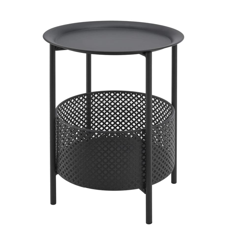 Table d'appoint Kruibeke 46x35 cm avec panier Noir