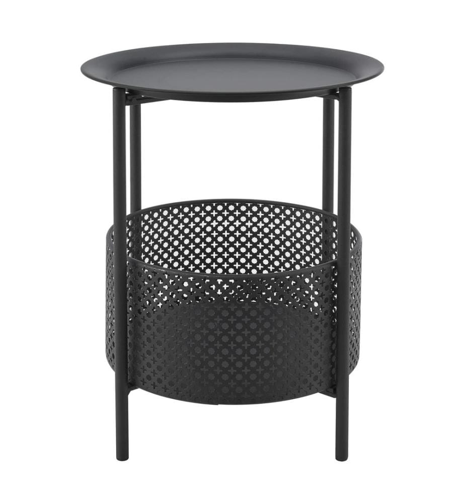 Table d'appoint Kruibeke 46x35 cm avec panier Noir