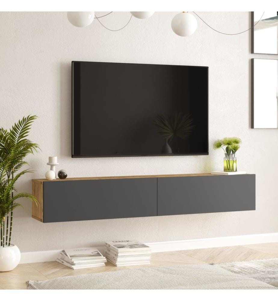 Fernsehtisch Lapinlahti 180x31.5x29.5 cm Eiche rustikal Anthrazit