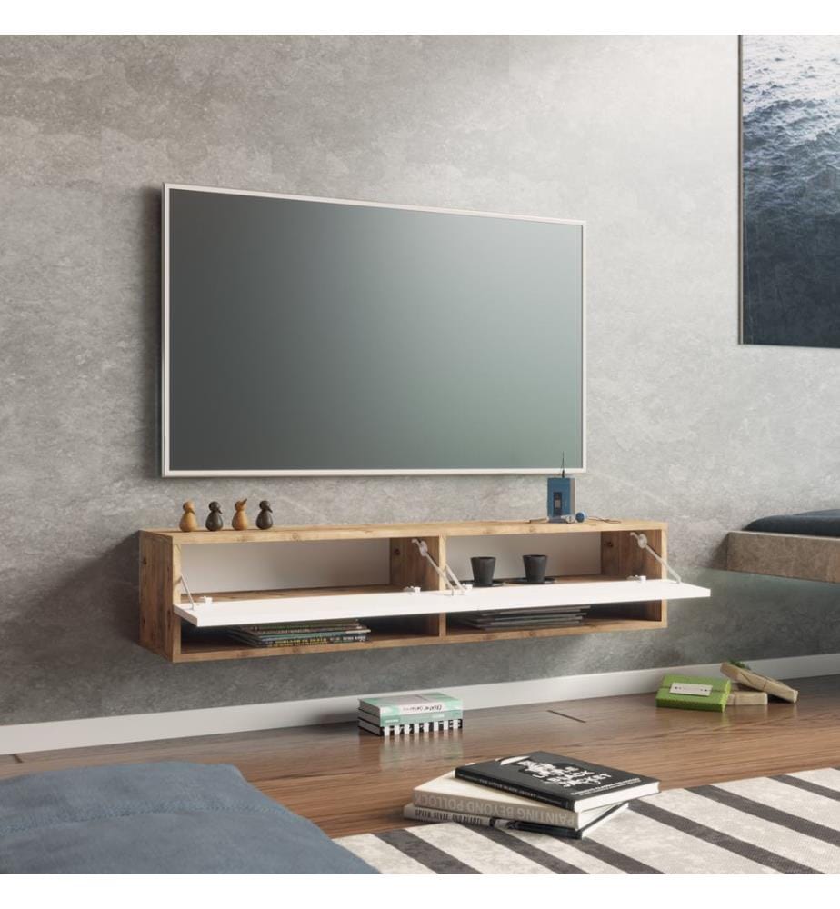 Fernsehtisch Laitila 140x31.5x29.5 cm Eiche rustikal Weiss