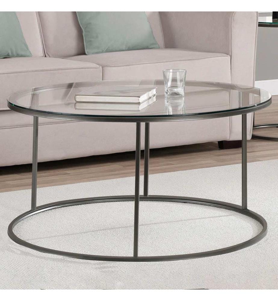 Table basse Kolari en verre transparent 45x80 cm Noir Transparent