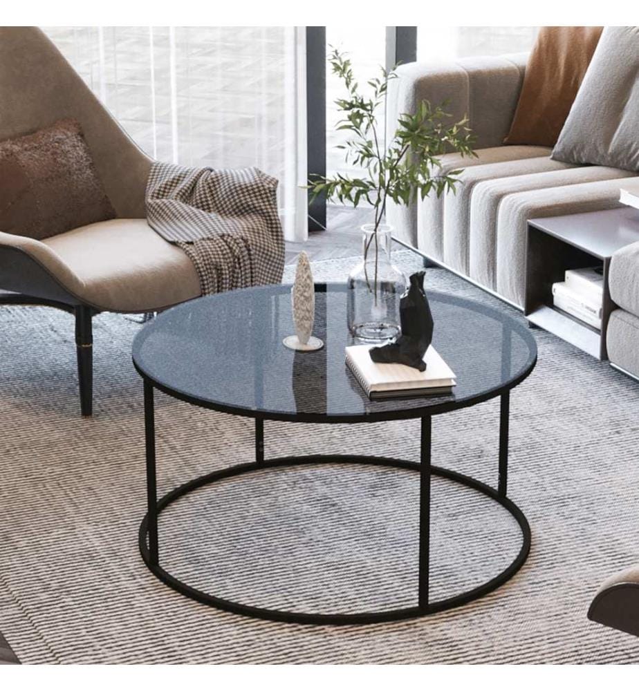 Table basse Kolari en verre fumé 45x80 cm noir transparent