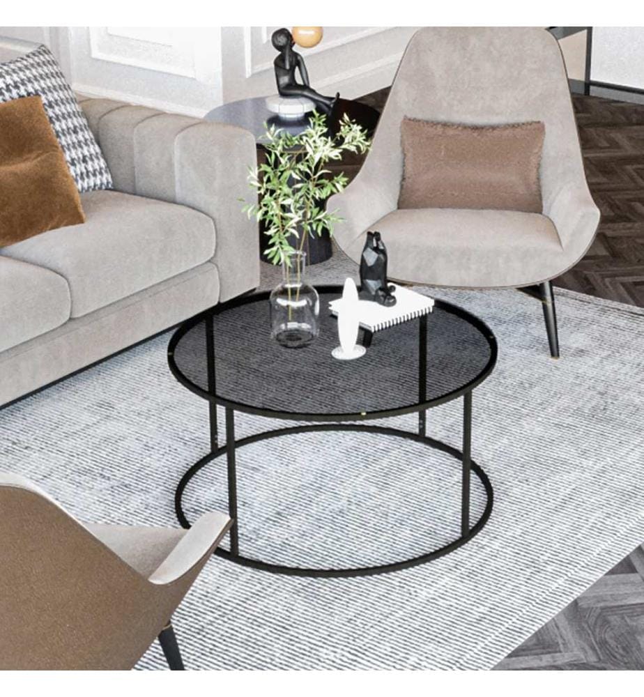 Table basse Kolari en verre fumé 45x80 cm noir transparent