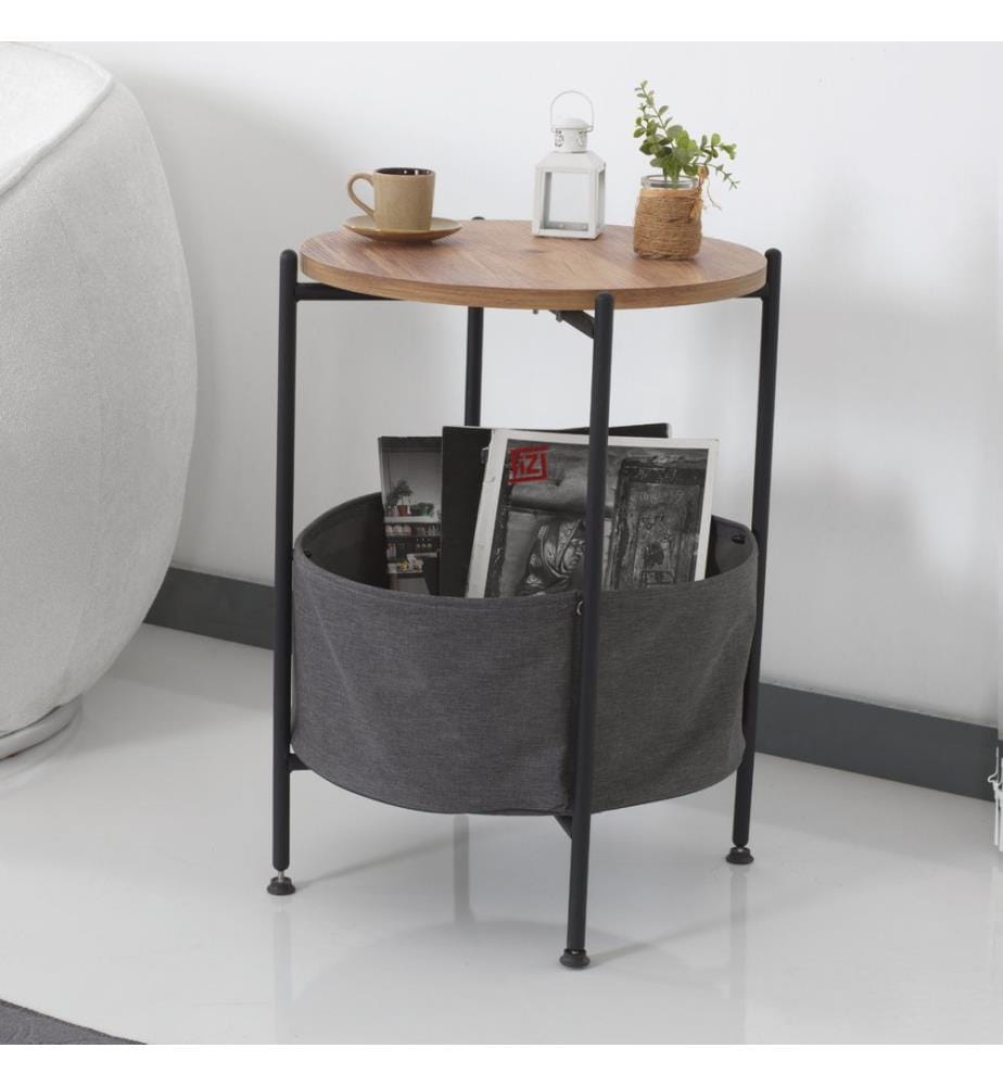 Table d'appoint Suonenjoki 59x47 cm noir imitation noyer