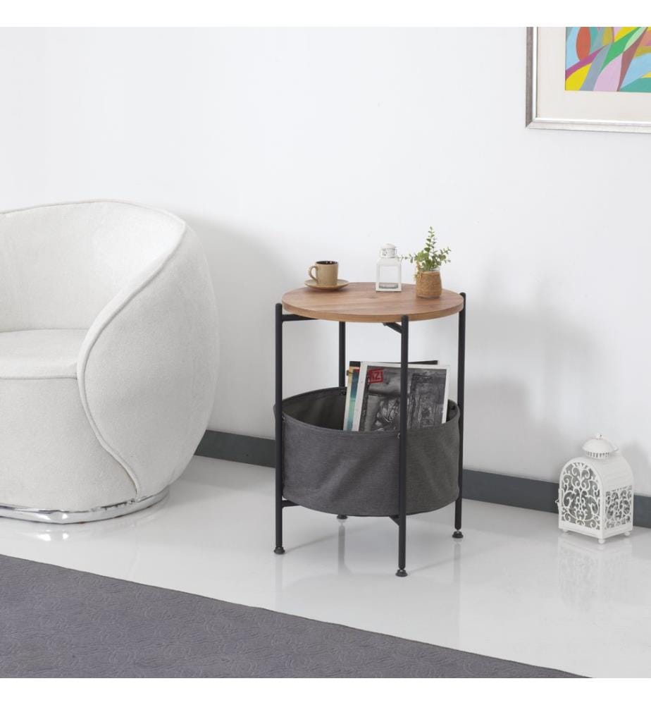 Table d'appoint Suonenjoki 59x47 cm noir imitation noyer