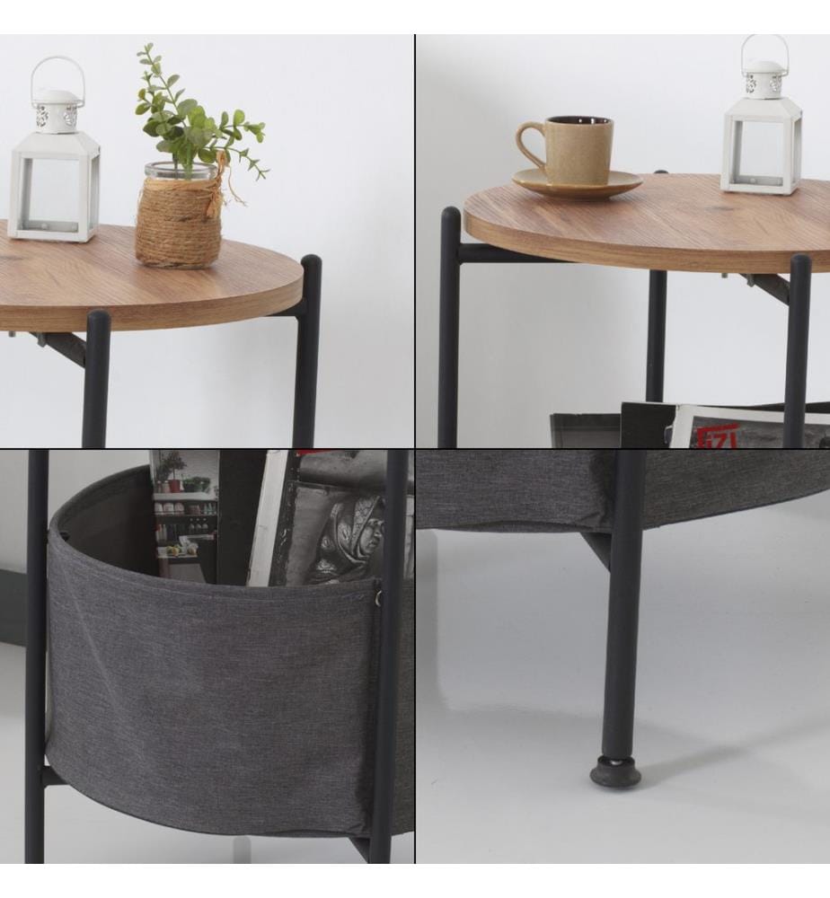 Table d'appoint Suonenjoki 59x47 cm noir imitation noyer