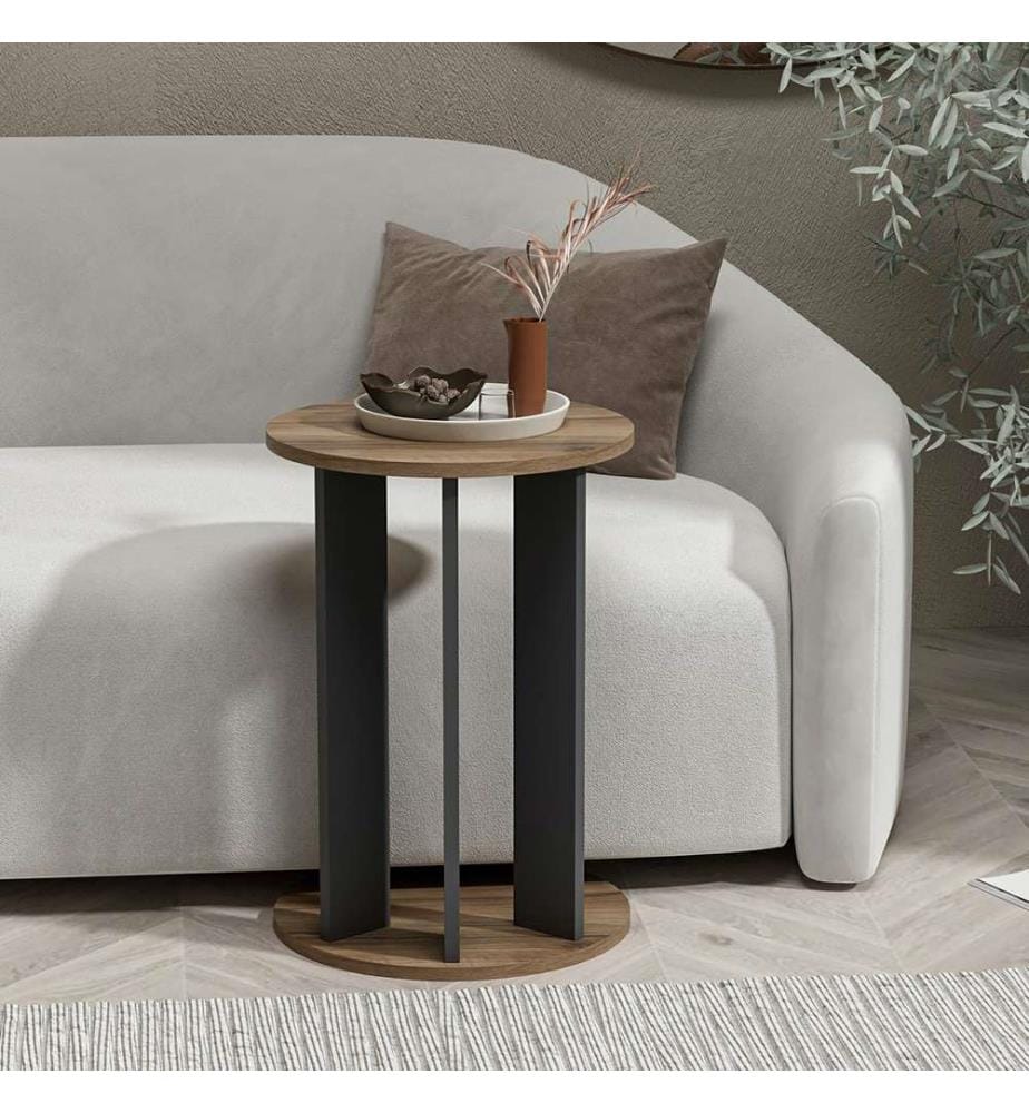 Table d'appoint Frederiksberg 64x34 cm aspect noyer anthracite