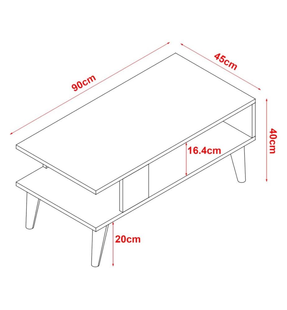 Table basse Lycksele 40x90x45 cm Blanc
