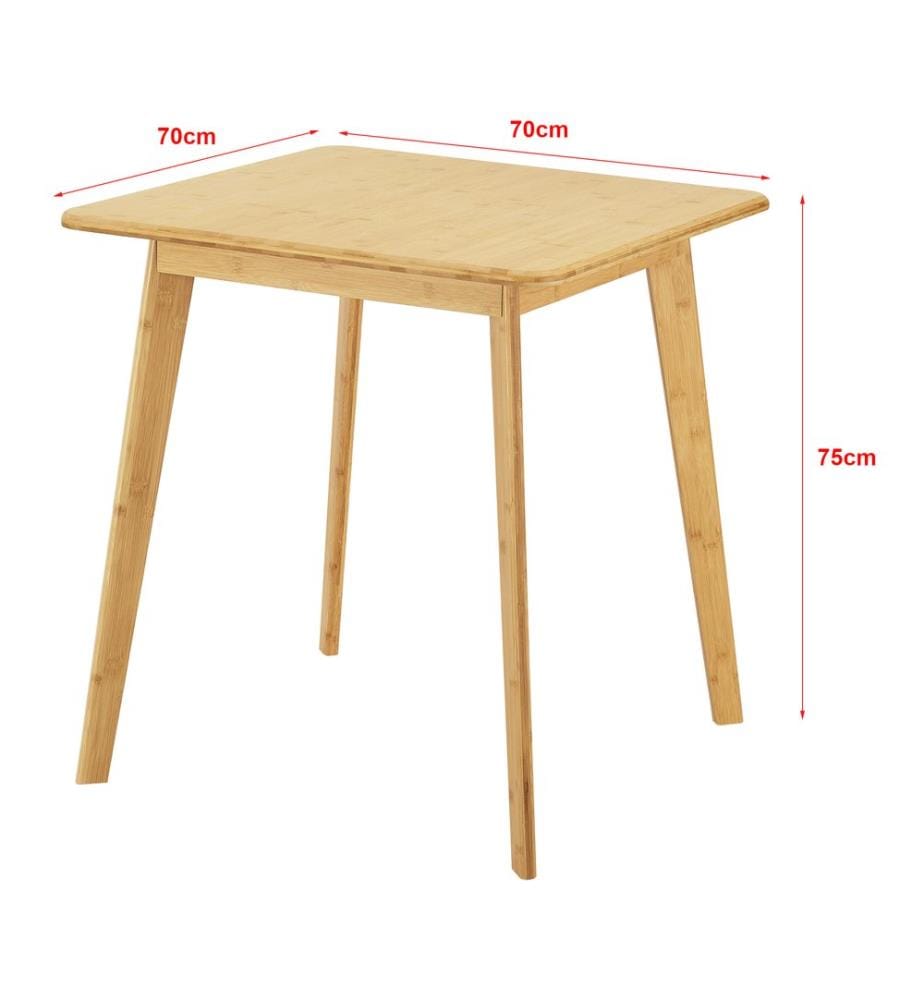 Tavolo da pranzo Närpes per 2 persone in bambù 75x70x70 cm
