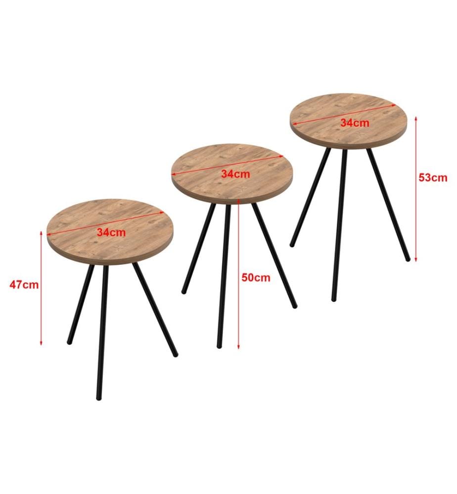 Table d'ensemble Ølgod set de 3 couleurs de bois