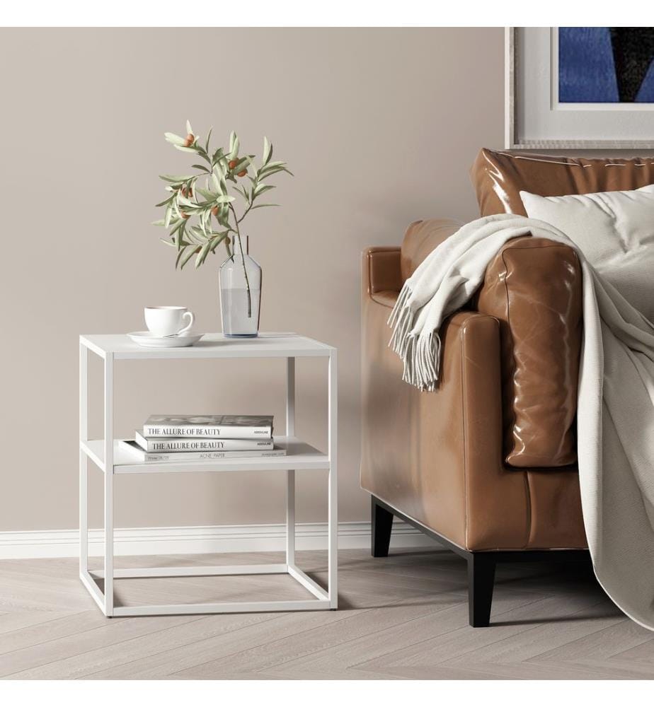 Table d'appoint Raahe avec plateau Blanc