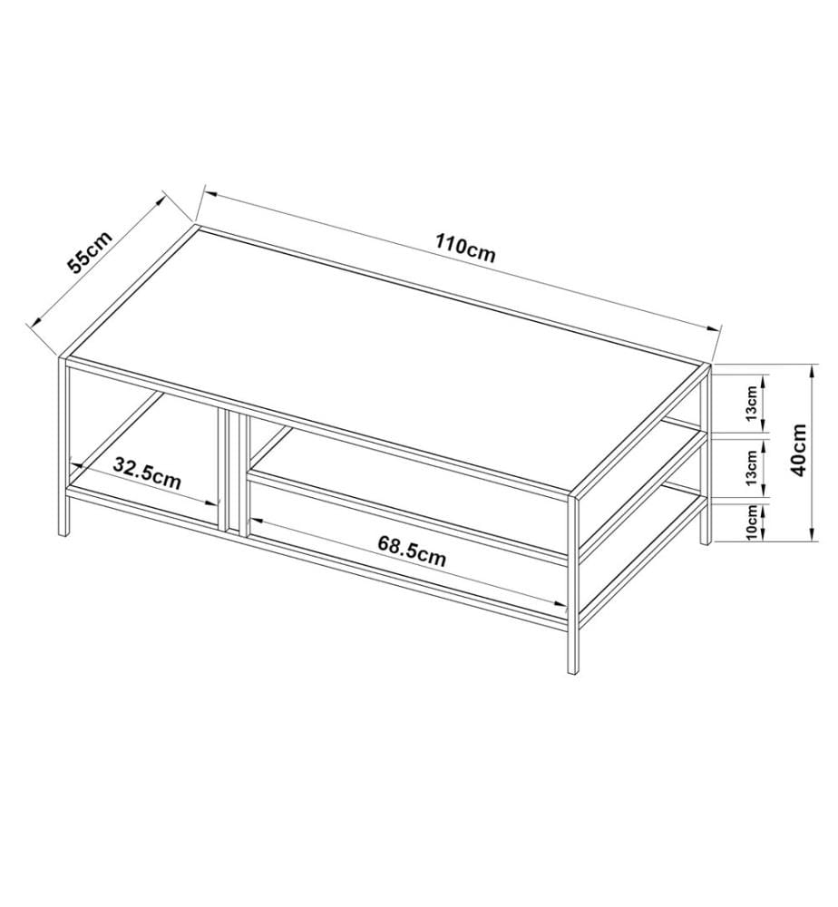 Table basse Kumlinge 40x110x55 cm noir