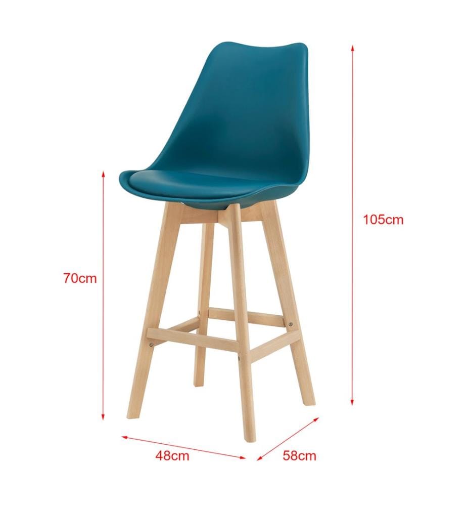 Set of 4 bar stools Bar stool with backrest Lublin Turquoise