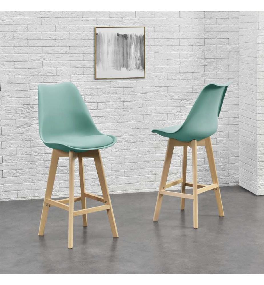 6er-Set Barhocker Barstuhl mit Rückenlehne Lublin Mintgrün