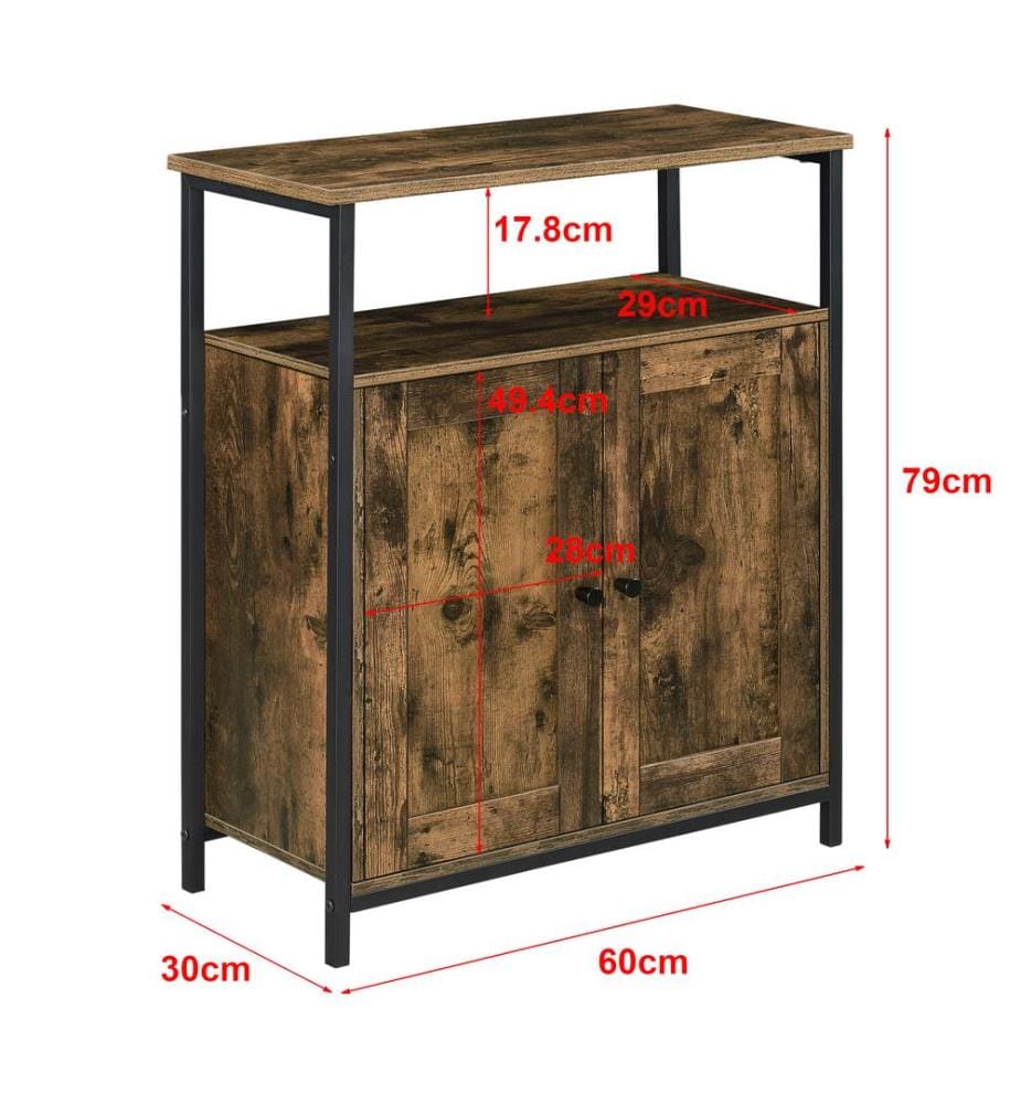 Table d'appoint Ko mmode 79x60x30 cm avec compartiments de rangement Teinte bois foncé