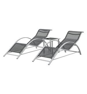 2x Chaise longue Ensemble de meubles de jardin Caltabellotta 3 pcs.