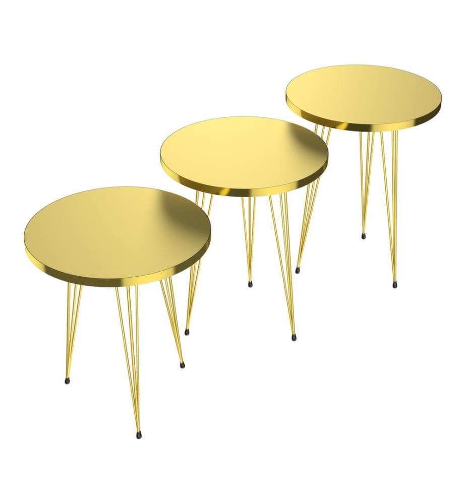 Table d'ensemble Skibby en set de 3 pièces or